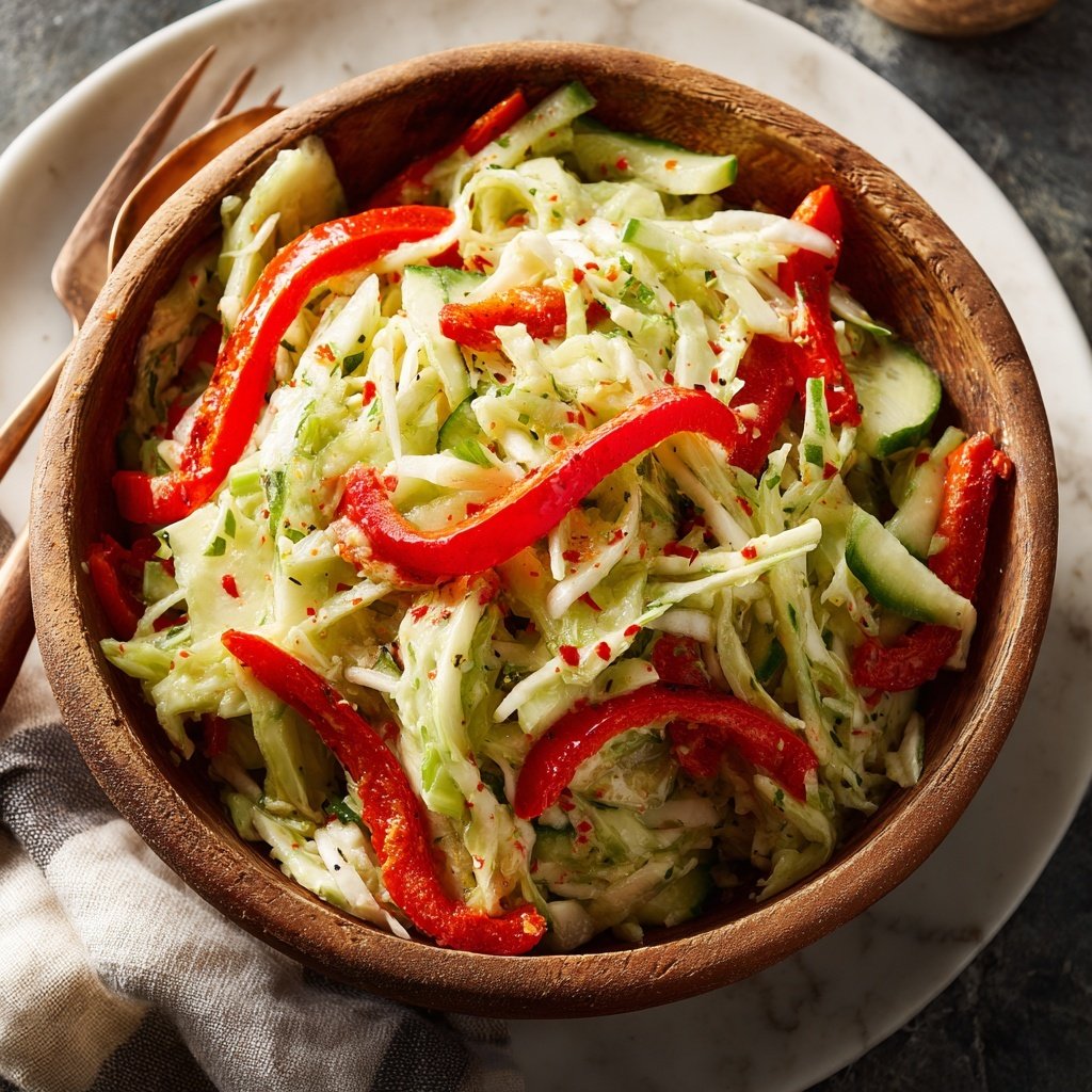 Tangy Cucumber Slaw with Peppers