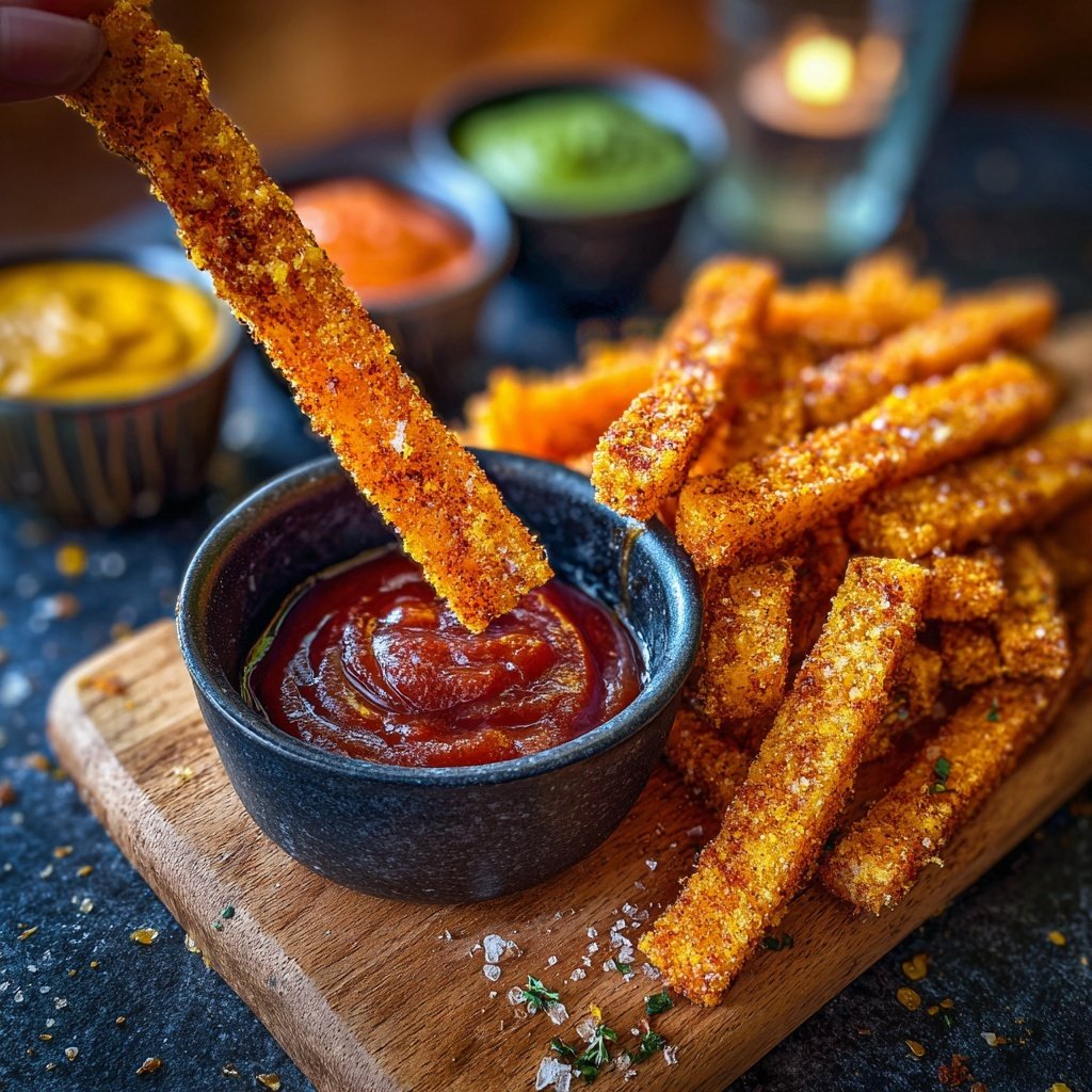 Spicy Jicama Fries with Dips