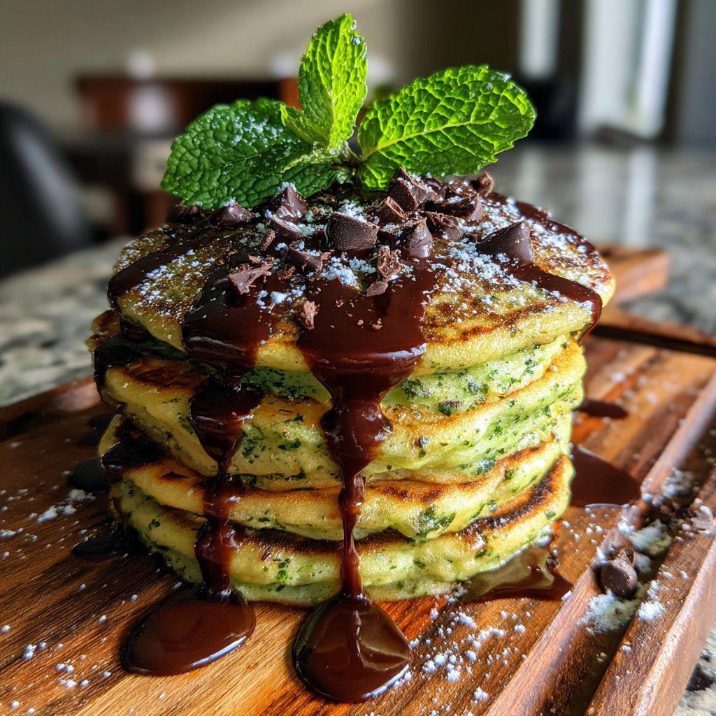 Mint Chocolate Chip Pancakes