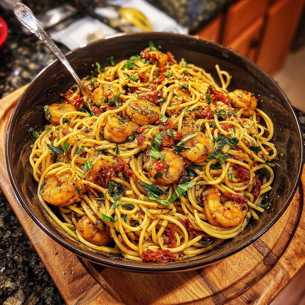 Sundried Tomato Pasta with Shrimp
